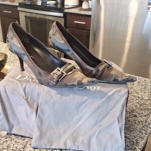 Dior Women's Camouflage Heels - Brown and Green